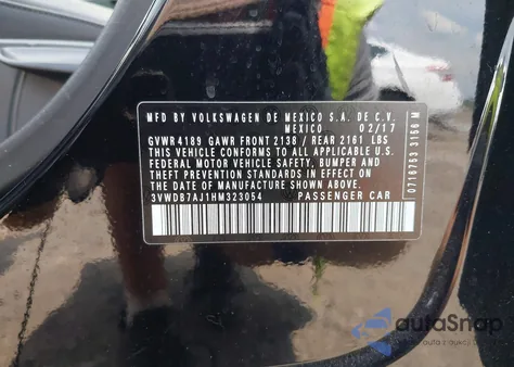 2017 Volkswagen Jetta 1.4T Se из США, поврежденный, VIN 3VWDB7AJ1HM323054